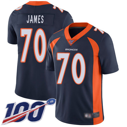 Men Denver Broncos 70 Ja Wuan James Navy Blue Alternate Vapor Untouchable Limited Player 100th Season Football NFL Jersey